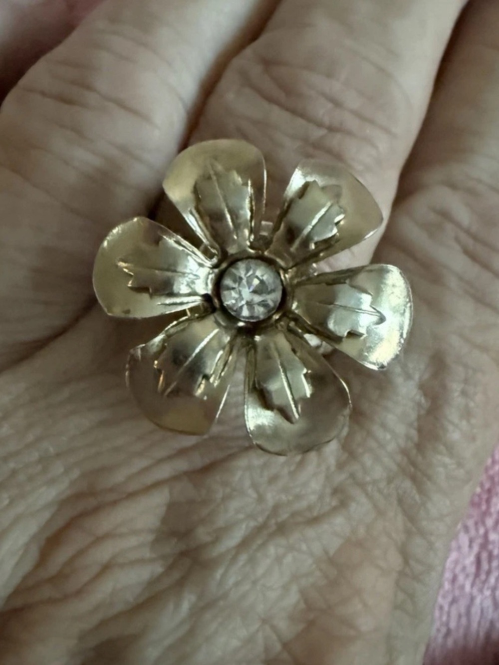 Artisan SilverWire-Wrapped Floral Statement Ring with Clear Stone